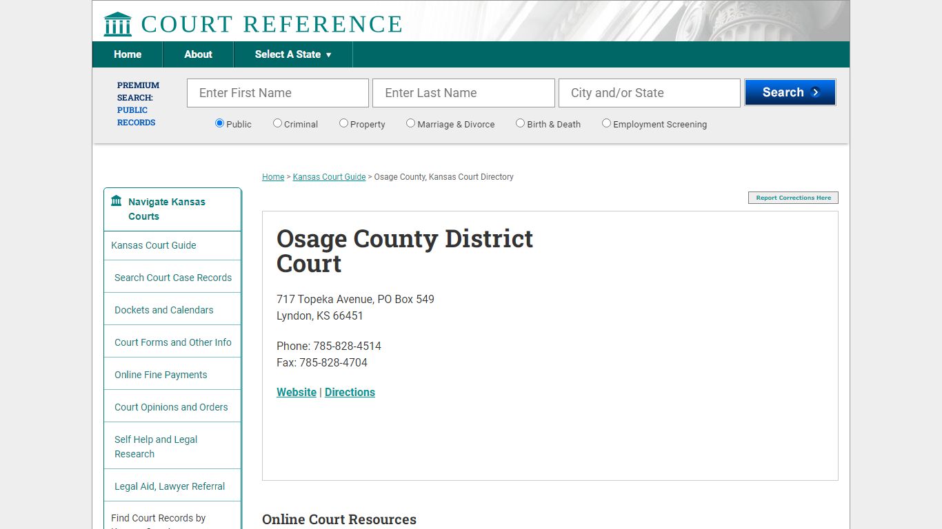 Osage County District Court - CourtReference.com